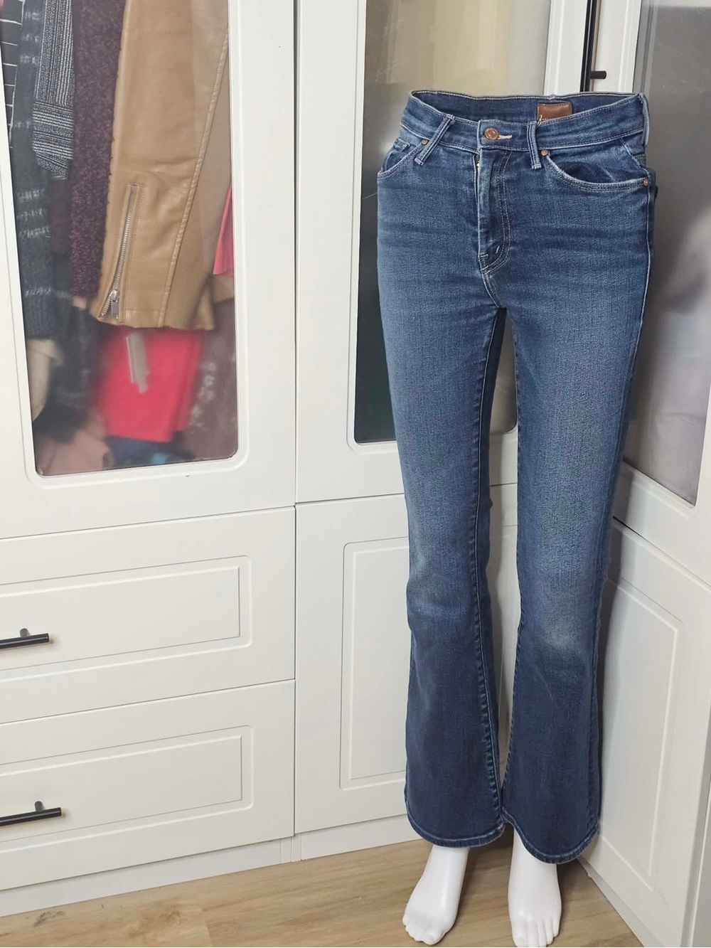 MOTHER Blue Mid-Wash Flare Jeans